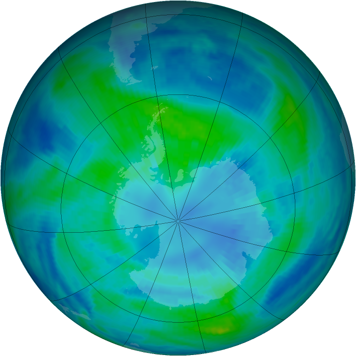 Antarctic ozone map for 07 April 2000